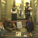 Fracking Protesters Superglue Themselves To Department for Enviroment